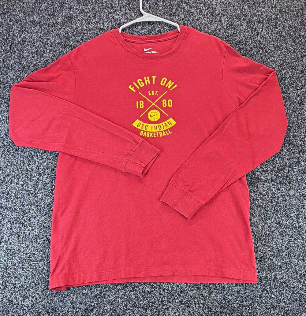 Nike The Nike Tee Men's USC Trojans Basketball Graphic Long Sleeve Tee XL Red